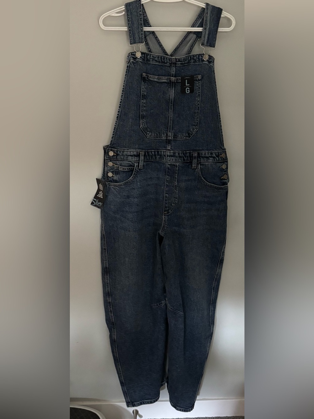 Silver Jeans Barrel Leg Denim Overalls New W/ Tags